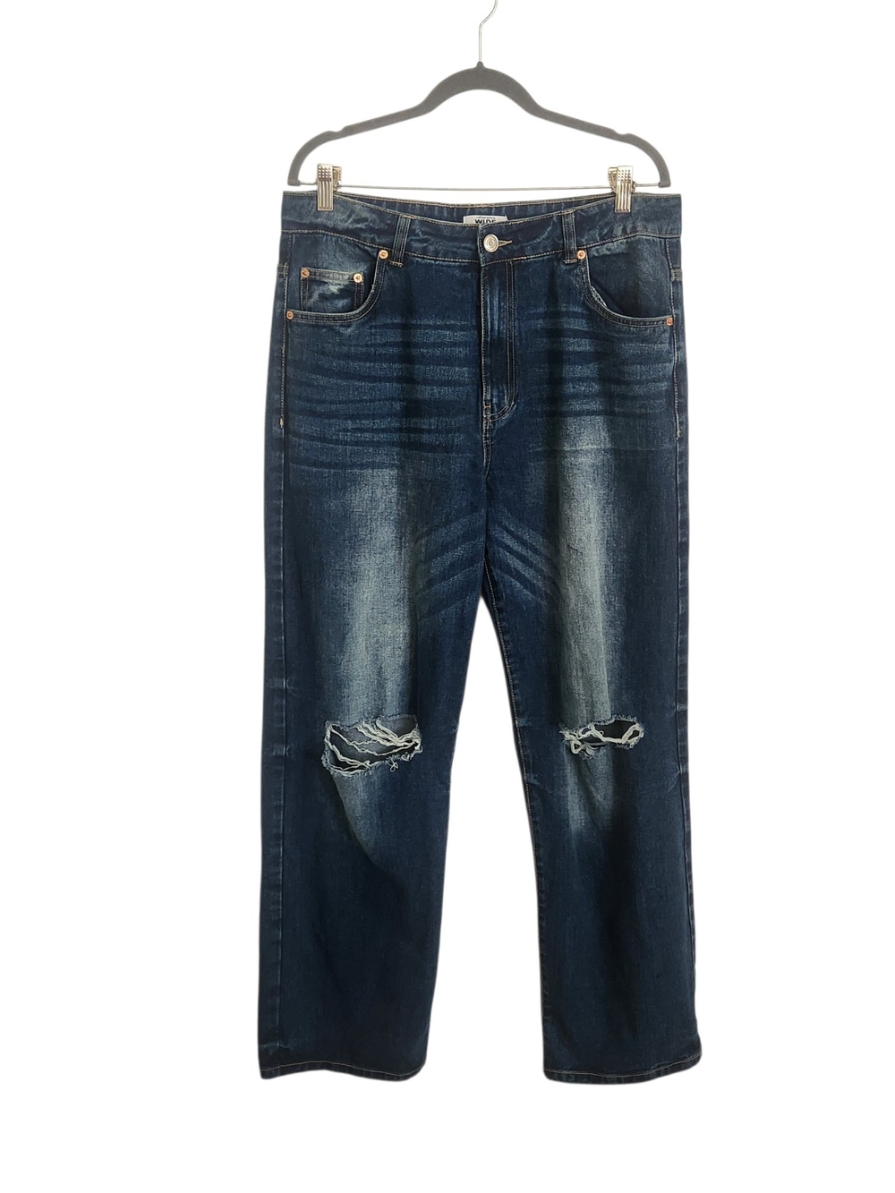 Refuge Denim Dark Wash Distressed High Rise Wide Leg Jeans Size 9